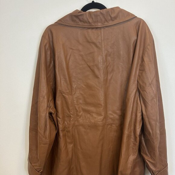 Roaman’s Womens Mid Length Brown Leather Jacket Size 32W Zip Up Classic - Picture 9 of 10